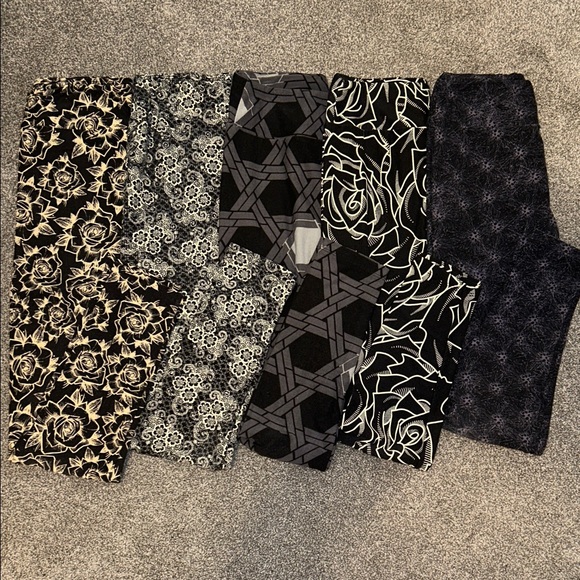 LuLaRoe Pants - Five Pairs for $30 LuLaRoe Stylish Black and Gray Patterned Leggings Set of 5!